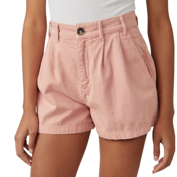 Free People Billie Front Pleat Chino Shorts In Rosie Size 4 NWOT MSRP $78 - Picture 2 of 10